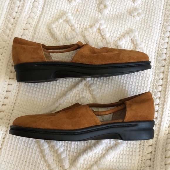 AJ Valenci Closed Toe Leather 90s Y2K Slip On Wedge Shoe Size 9W - Picture 7 of 10